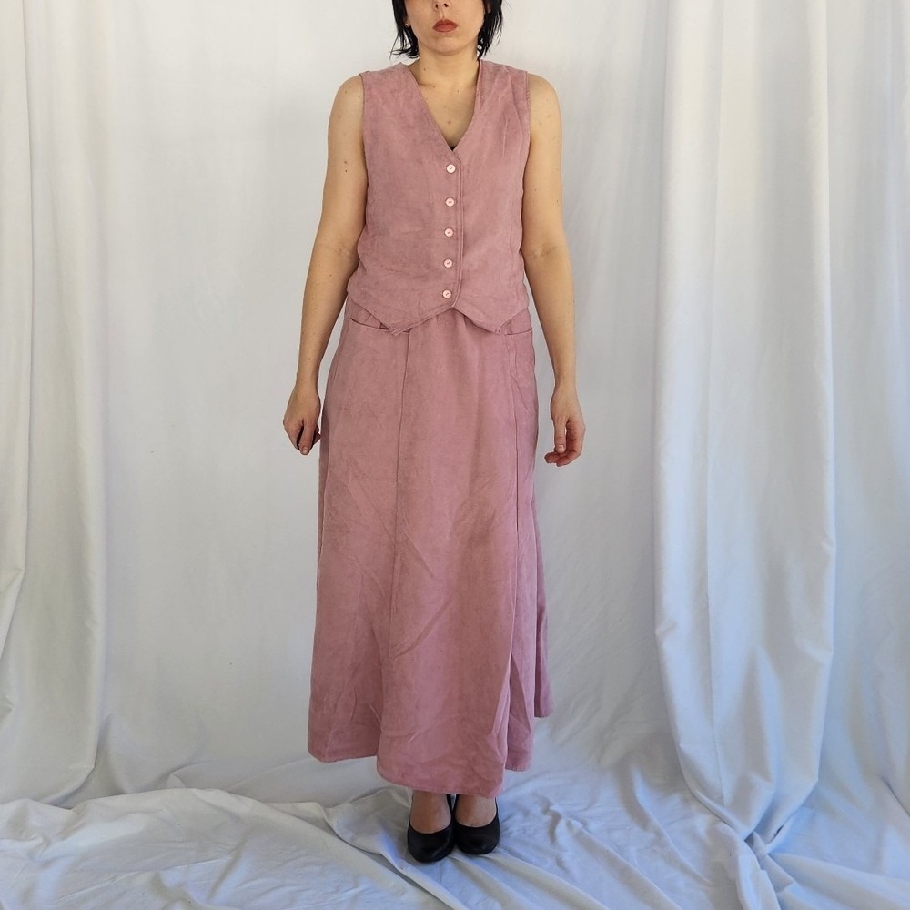 90s(?) Home‎ Made Pink Vest and Maxi Skirt Set